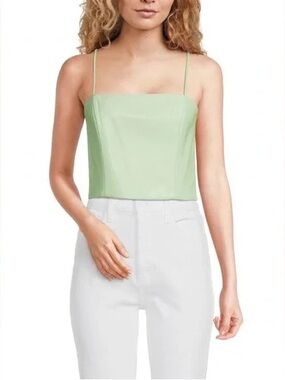 Alice + Olivia green mint Pearle spaghetti strap crop top size 0